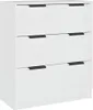 A white dresser with three drawers and black handles is shown against a white background. Náhľad obrázku produktu