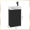A black and white bathroom vanity with a sink and faucet, with dimensions indicated. Podgląd zdjęcia produktu
