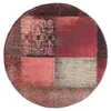 A round rug with a patchwork design in shades of red, beige, and brown. Produktbild-Vorschau
