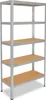 A five-tier metal shelving unit with wooden shelves, shown against a white background. Produktbild-Vorschau