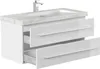 Badmöbel Waschplatz Marmor Carrara White "YAMO 100" weiß Produktbild-Vorschau 4