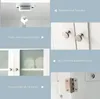Collage of close-ups showing features of a white cabinet. Náhled obrázku produktu