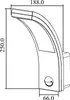 Technical drawing of a black LED lamp with dimensions. Produktbild-Vorschau