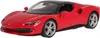 A red Ferrari 296 GTS model car with a black roof, shown from a three-quarter front angle on a white background. Produktbild-Vorschau