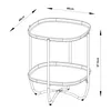 A line drawing of a two-tiered side table with dimensions indicated. Náhled obrázku produktu