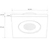 A technical drawing of a square recessed light fixture with dimensions indicated. Anteprima dell’immagine prodotto