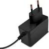 A black power adapter with two prongs for a European outlet. Voir les images du produit