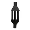 A black triple exhaust vent with a conical top and bottom. The vent has three cylindrical pipes extending from the middle section. Produktbild-Vorschau