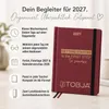 Taschenkalender 2027 A6 Bordeaux mit Goldprägung - 1 Woche Produktbild-Vorschau 2