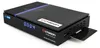 A black satellite receiver with a textured top surface and a blue LED light strip. Produktbild-Vorschau