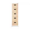 A tall, five-drawer filing cabinet with a white frame and light wood-effect drawer fronts, presented on a white background. Produktbild-Vorschau
