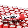 A close-up view of multiple red batteries, with one battery in the foreground displaying the brand name and product details. Anteprima dell’immagine prodotto