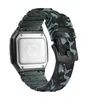The back of a digital watch with a camouflage strap. Produktbild-Vorschau