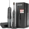 A set of an electric toothbrush and a water flosser, presented in a dark box with promotional material. Produktbild-Vorschau