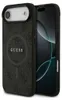 A black phone case with the GUESS logo is shown next to a smartphone. Podgląd zdjęcia produktu