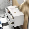 AICA Waschbeckenunterschrank Weiß Matt 100cm Mineralguss Produktbild-Vorschau 2