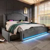Samt-Polsterbett mit LED, USB-C-Anschluss und 4 Schubladen, Produktbild-Vorschau 7