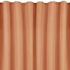 A close-up view of a light brown curtain with vertical pleats. Produktbild-Vorschau