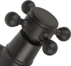 A close-up view of a black faucet handle with multiple knobs. Náhled obrázku produktu