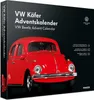 The image shows the front and a partial side view of a product box for a VW Beetle Advent Calendar. Produktbild-Vorschau