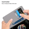 A hand is holding a phone case with cards inserted into a card holder slot. Produktbild-Vorschau