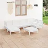 7-tlg. Garten-Lounge-Set Massivholz Kiefer Weiß Produktbild-Vorschau 2