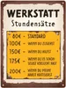 Werkstatt Stundensätze Metallschild XXL in 28x38 cm Produktbild-Vorschau 1