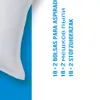 A close-up of a white textured product with blue background and text in multiple languages. Produktbild-Vorschau