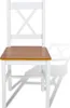 A white chair with a brown wooden seat is shown against a white background. Náhled obrázku produktu