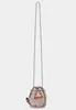 A small coin purse shaped like a cat character holding a slice of pizza, suspended by a silver chain against a plain light gray background. Produktbild-Vorschau