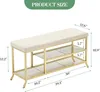 Schuhbank mit Polster Sitzbank Flur Metall 100x32x48 cm Produktbild-Vorschau 2