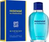 A bottle of Givenchy Insensé Ultramarine eau de Toilette and its packaging are displayed side-by-side against a white background. Podgląd zdjęcia produktu
