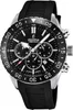 A close-up studio shot of a black Festina ceramic chronograph watch with a black rubber strap. Produktbild-Vorschau
