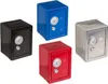 Four metal piggy banks shaped like safes, in different colors, are arranged on a white background. Náhľad obrázku produktu