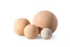 Four terracotta garden spheres of varying sizes are arranged on a white background. Náhľad obrázku produktu