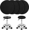 A collage of product images showing black round stool covers and two black rolling stools. Produktbild-Vorschau