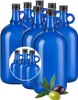 Blaue Glasflasche 1 L mit Ausgießer & Schraubverschluss – Produktbild-Vorschau 1