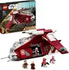 A LEGO Star Wars set featuring a gunship and minifigures, with the product box in the background. Produktbild-Vorschau