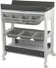 A white changing table with gray storage compartments and a dark gray changing mat. Produktbild-Vorschau