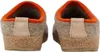 A pair of beige and orange slippers shown from the back. Produktbild-Vorschau