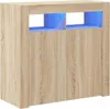 vidaXL Sideboard mit LED-Leuchten Sonoma-Eiche 80x35x75 cm Produktbild-Vorschau 2