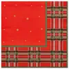 20 Servietten Tartan - Schottenkaro rot mit Sterne 40x40cm Produktbild-Vorschau 1