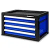 A black and blue metal tool chest with four drawers sits on a white background. Produktbild-Vorschau