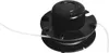 A black string trimmer head with white trimmer line, isolated on a white background. Produktbild-Vorschau