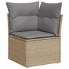 6-tlg. Garten-Sofagarnitur mit Kissen Beige Poly Rattan Produktbild-Vorschau 3