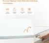 A close-up of a white foam mattress with marketing icons and text above. Náhled obrázku produktu