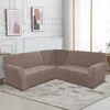 (Taupe) 5-Sitzer-Sofabezug aus Samt in L-Form Elastischer Produktbild-Vorschau 2