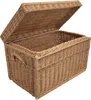 A wicker chest with its lid open, shown against a white background. Voir les images du produit