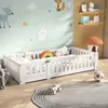 Kinderbett 120x200cm mit Gitter und Tür, Massivholz, Weiß, Produktbild-Vorschau 9