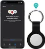 A smartphone displaying an app interface for tracking items, next to a keychain accessory with a tracking device. Produktbild-Vorschau